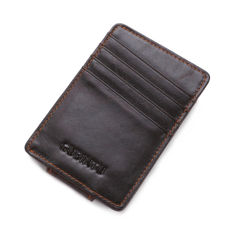 WALLET Leather Money Clip Wallet - Dark Brown